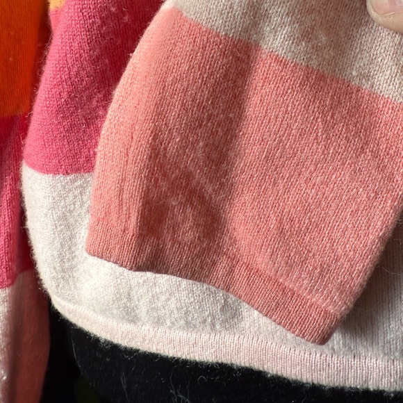 Charter Club Cute Cashmere Crewneck Striped Orange, Pink, Cream. S - Picture 5 of 10